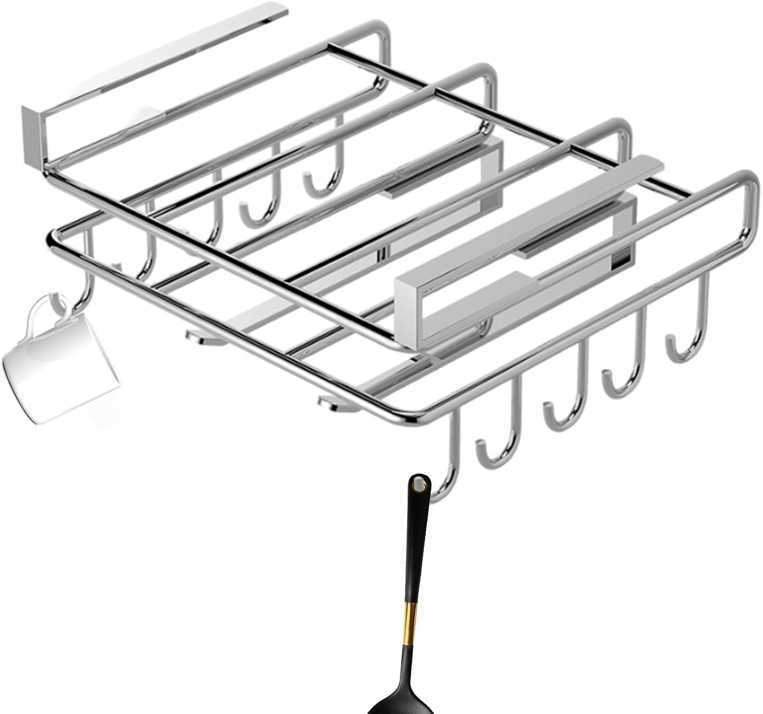 Générique Chopping Board Organizer – Edelstahl | Chopping board organizer with stainless steel design, Multifunctional Rack with hooks for kitchen storage