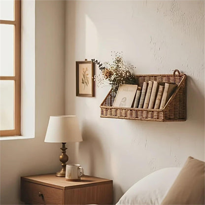 Woven Rattan Wall Storage Baskets | Adhesive Hook Hanging Shelves For Bathroom/Kitchen Organization Für Aufbewahrung(S)