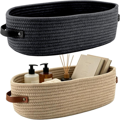 Woven Baskets for Storage - 2 Pieces Large Decorative Bins with Handles | Bathroom Storage Basket for Towels Paper Diapers Toys Home Nursery Bedroom Living Room Kitchen Shelves