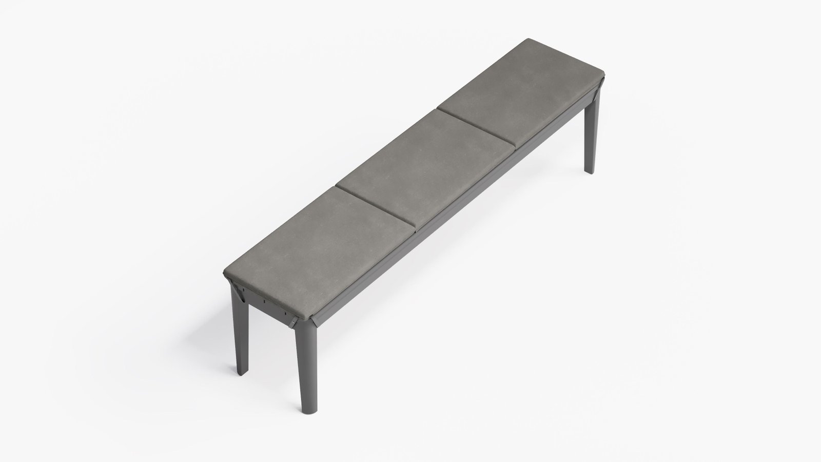 Aluminum Dining Bench with Dark Pebble Gray cushion, top view. #color_dark pebble gray