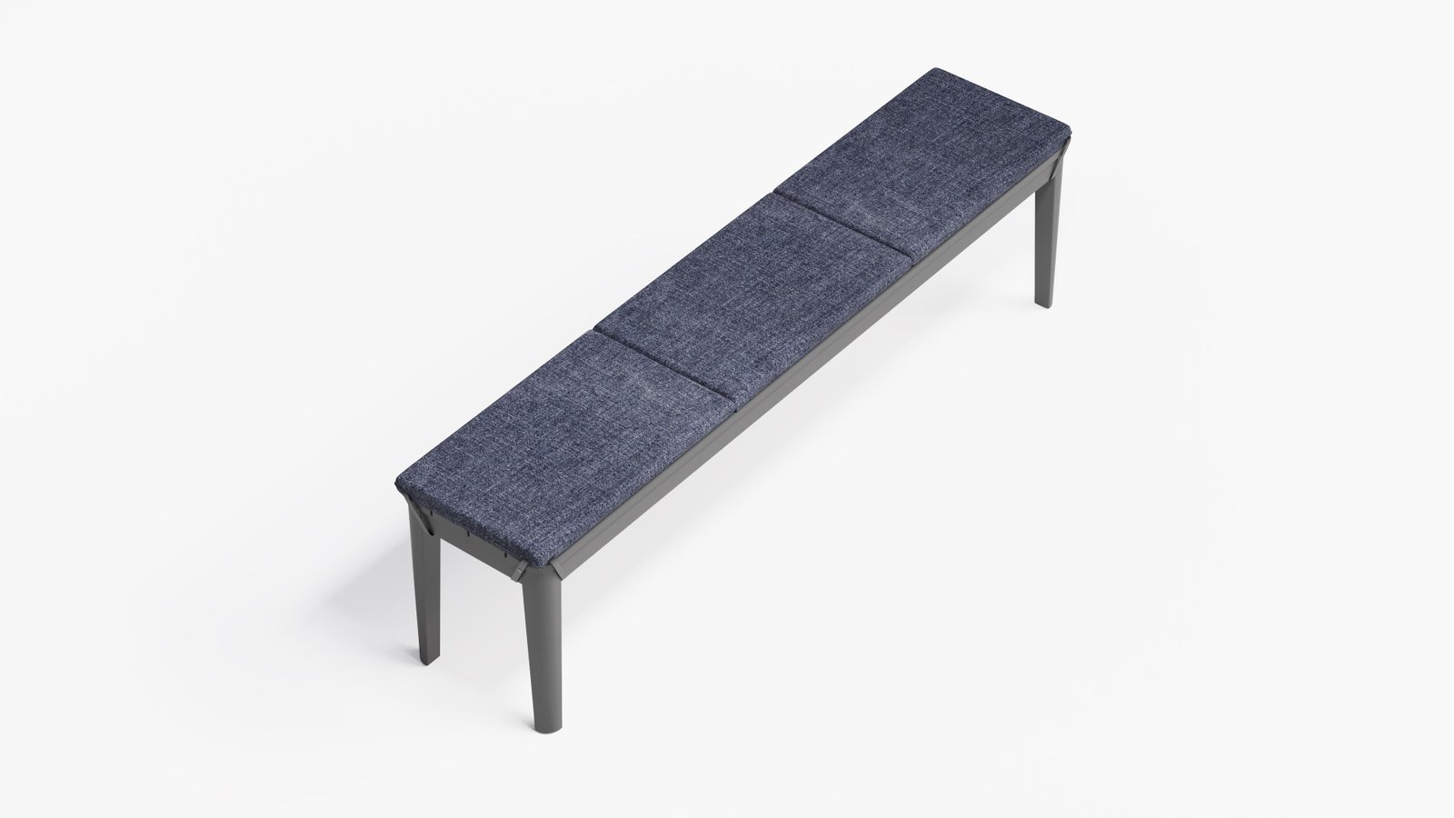 Aluminum Dining Bench with Deep Sea Navy cushion, top view. #color_deep sea navy