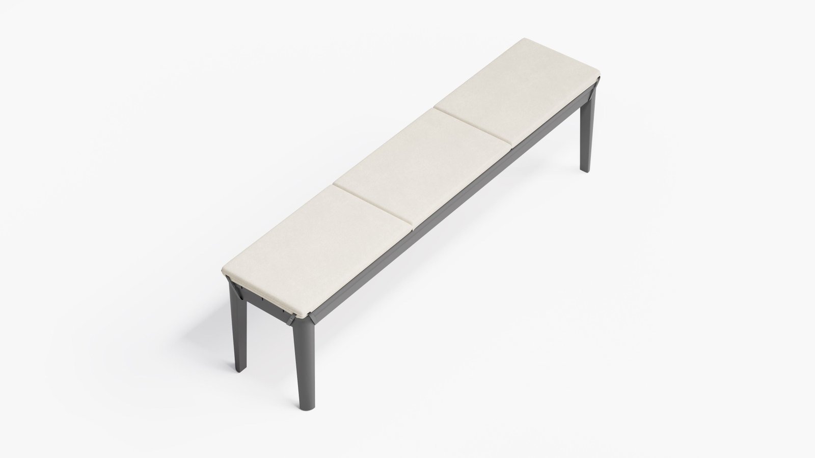 Aluminum Dining Bench with Palisades Cream cushion, top view. #color_palisades cream