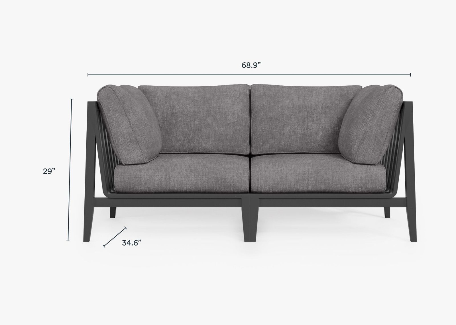Charcoal Aluminum Outdoor Loveseat (Experience Outer) - Image 12