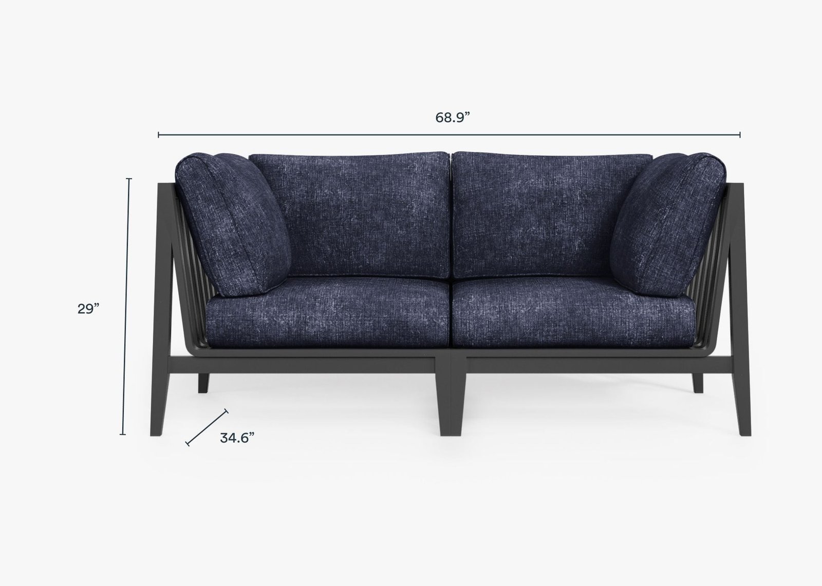 Charcoal Aluminum Outdoor Loveseat (Experience Outer) - Image 10