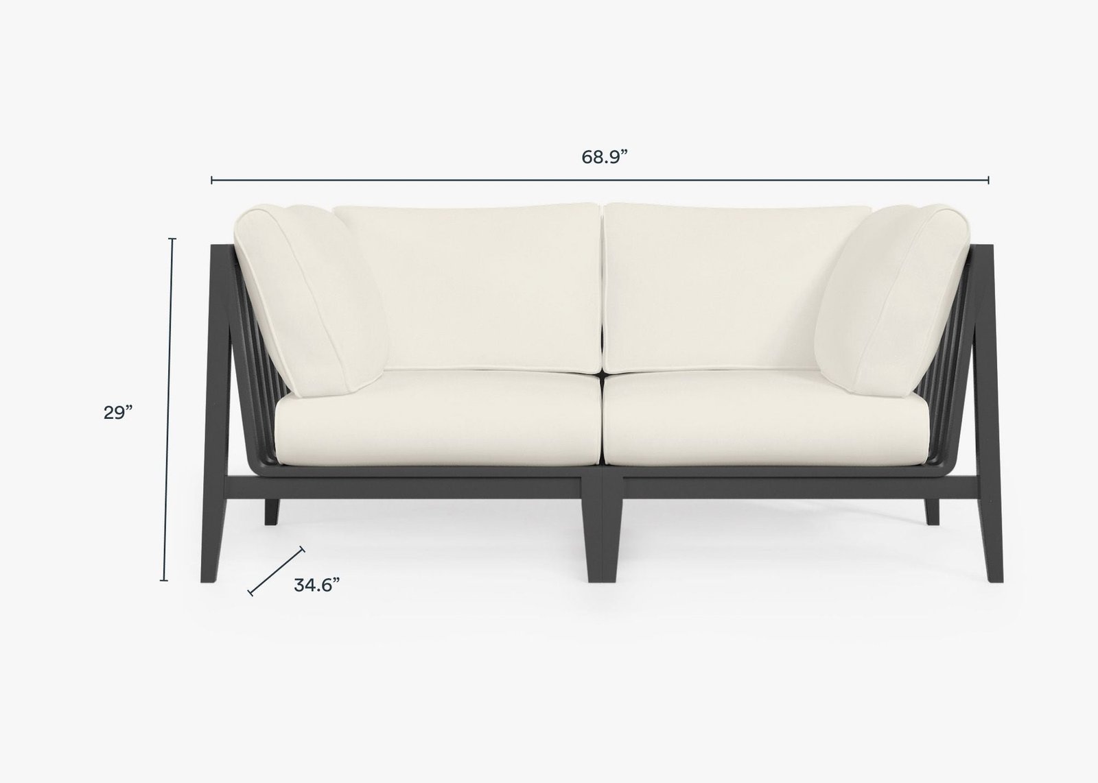 Charcoal Aluminum Outdoor Loveseat (Experience Outer) - Image 8