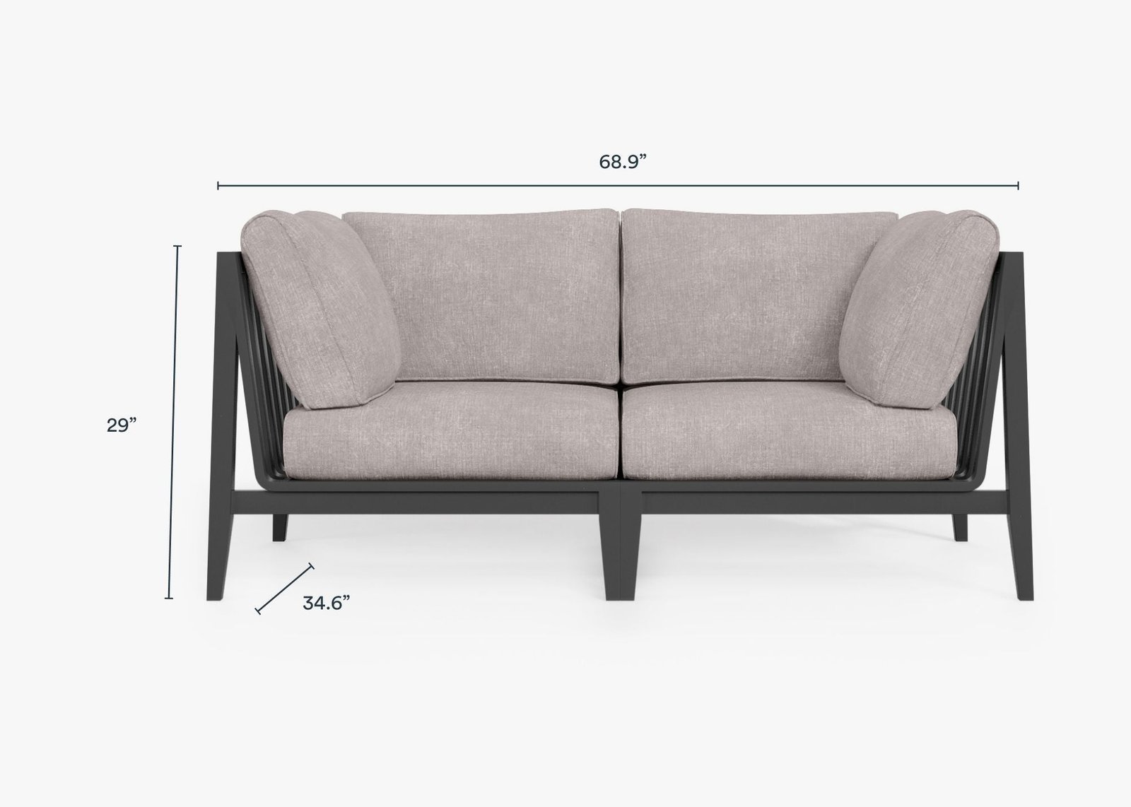 Charcoal Aluminum Outdoor Loveseat (Experience Outer) - Image 14