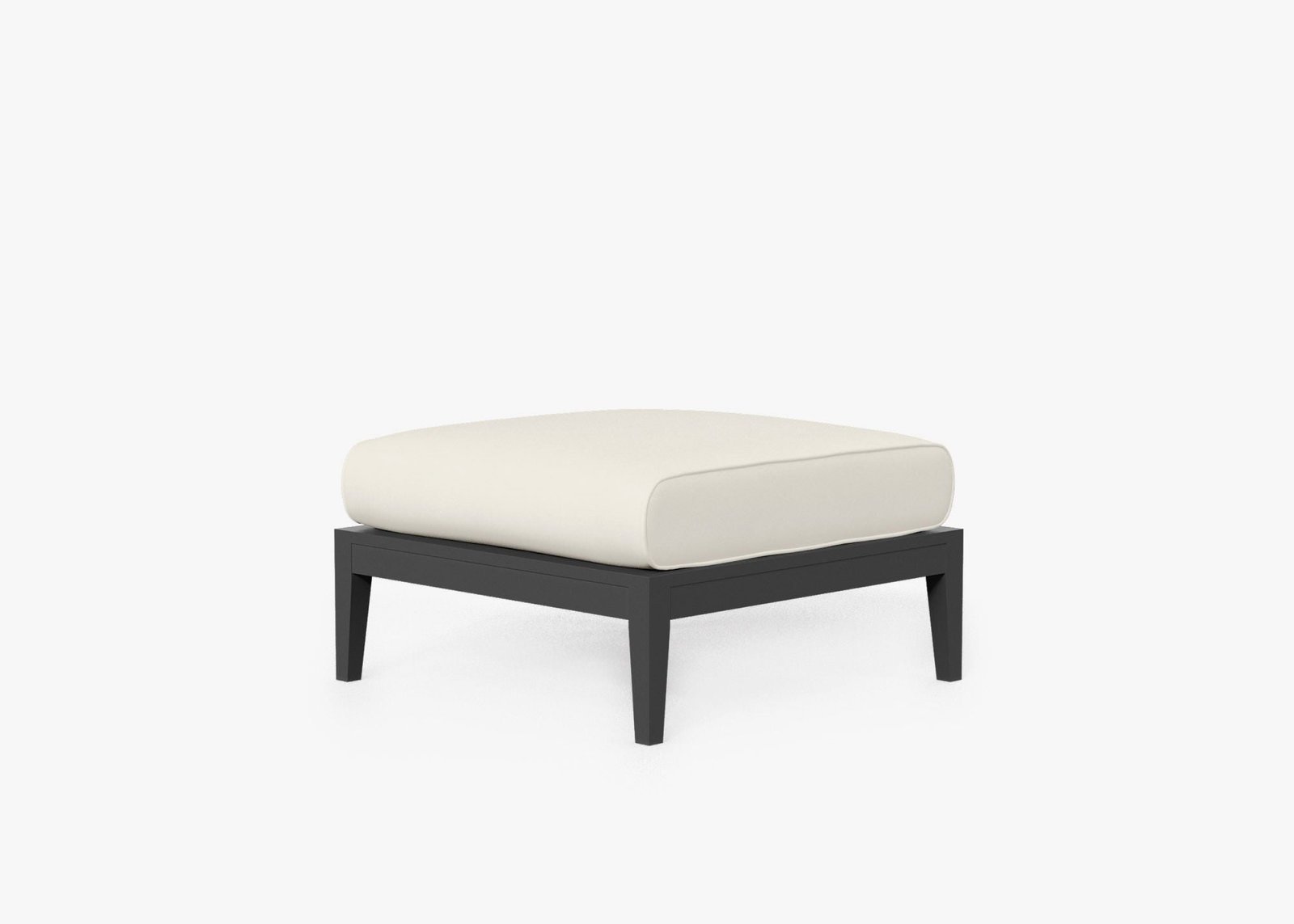 Charcoal Aluminum Outdoor Ottoman, front. Comfortable, durable, and weather resistant outdoor seating with memory foam. #color_palisades cream