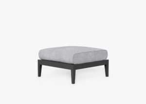 Charcoal Aluminum Outdoor Ottoman, front. Comfortable, durable, and weather resistant outdoor seating with memory foam. #color_pacific fog gray