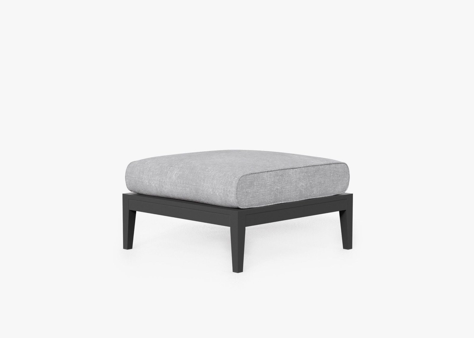Charcoal Aluminum Outdoor Ottoman, front. Comfortable, durable, and weather resistant outdoor seating with memory foam. #color_pacific fog gray