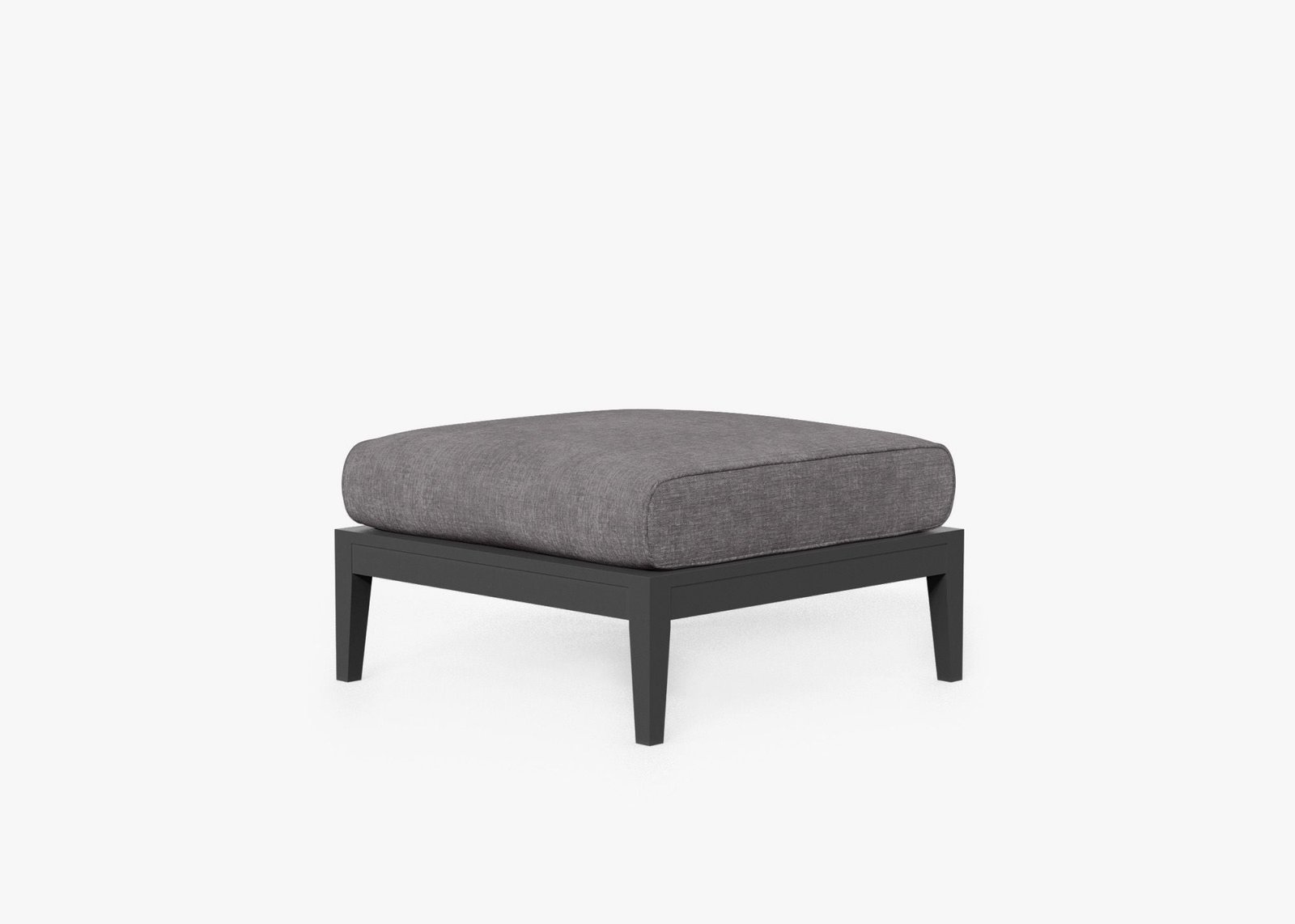 Charcoal Aluminum Outdoor Ottoman, front. Comfortable, durable, and weather resistant outdoor seating with memory foam. #color_dark pebble gray