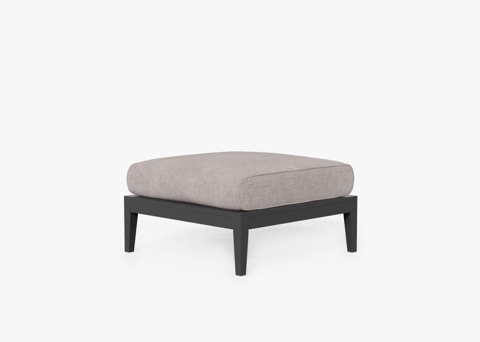 Charcoal Aluminum Outdoor Ottoman, front. Comfortable, durable, and weather resistant outdoor seating with memory foam. #color_sandstone gray