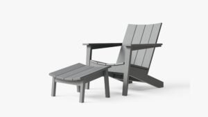 The Ascent Adirondack chair and ottoman, 3/4 view. #color_charcoal