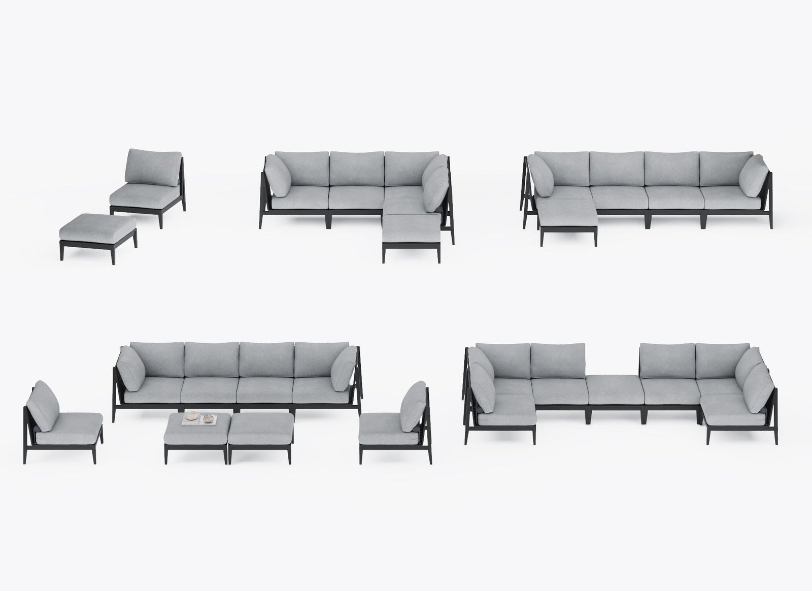 Charcoal Aluminum Outdoor Ottoman (Experience Outer) - Image 19