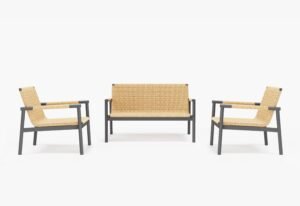Wicker + Aluminum Flex Loveseat and Conversation Set