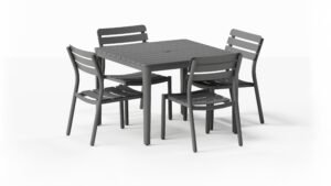 Aluminum Outdoor Square Dining Table + 4 595 Armless Chairs