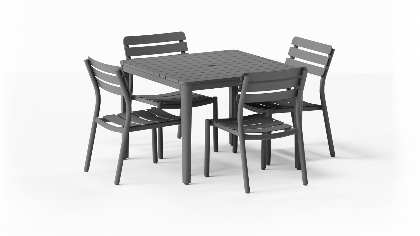 Aluminum Outdoor Square Dining Table + 4 595 Armless Chairs