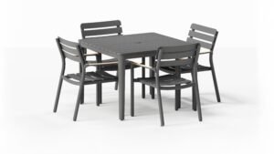 Aluminum Outdoor Square Dining Table + 4 595 Armchairs