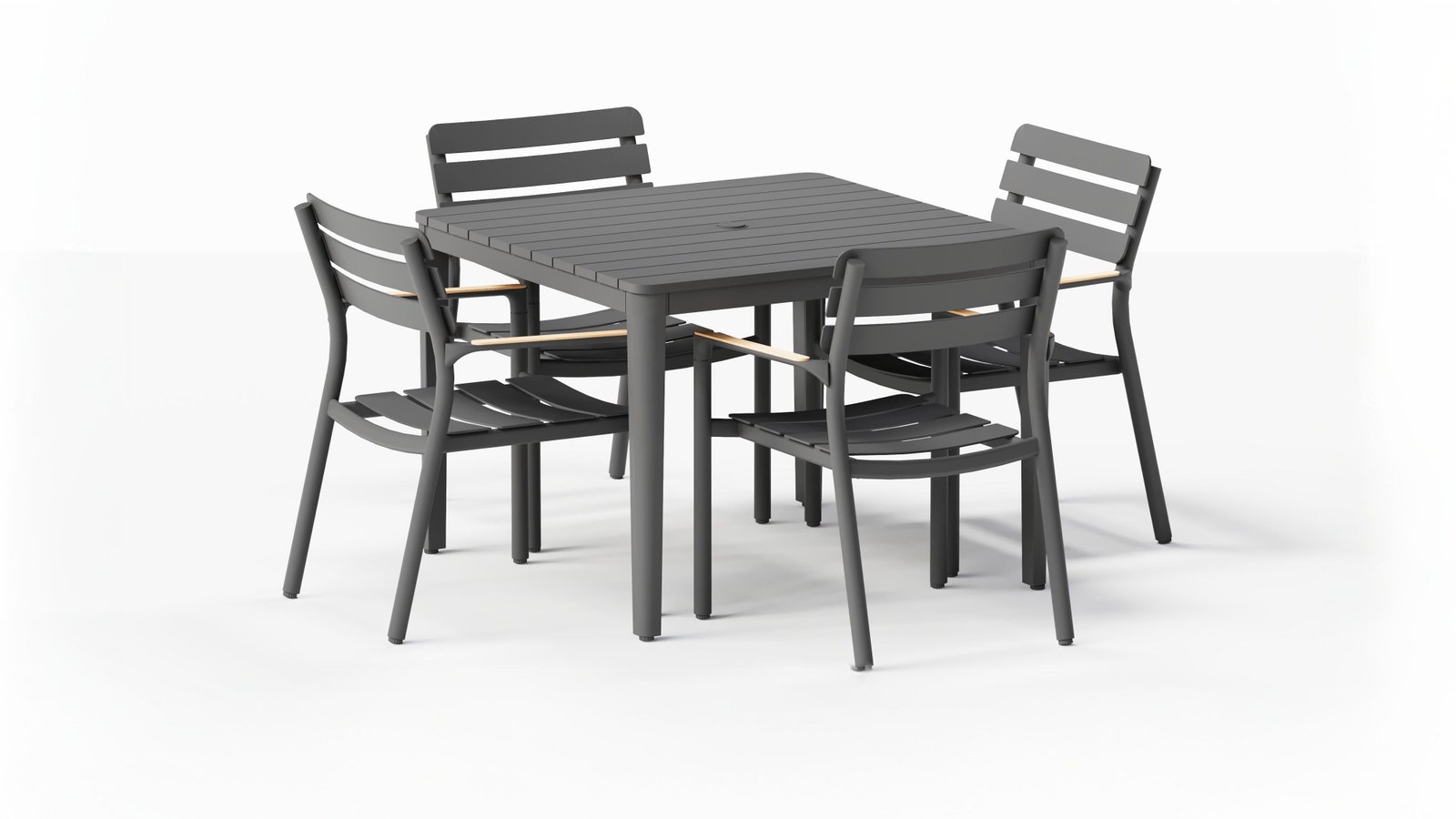 Aluminum Outdoor Square Dining Table + 4 595 Armchairs