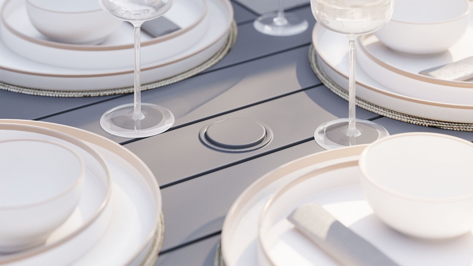 Aluminum Outdoor Square Dining Table + 4 595 Armchairs - Image 6