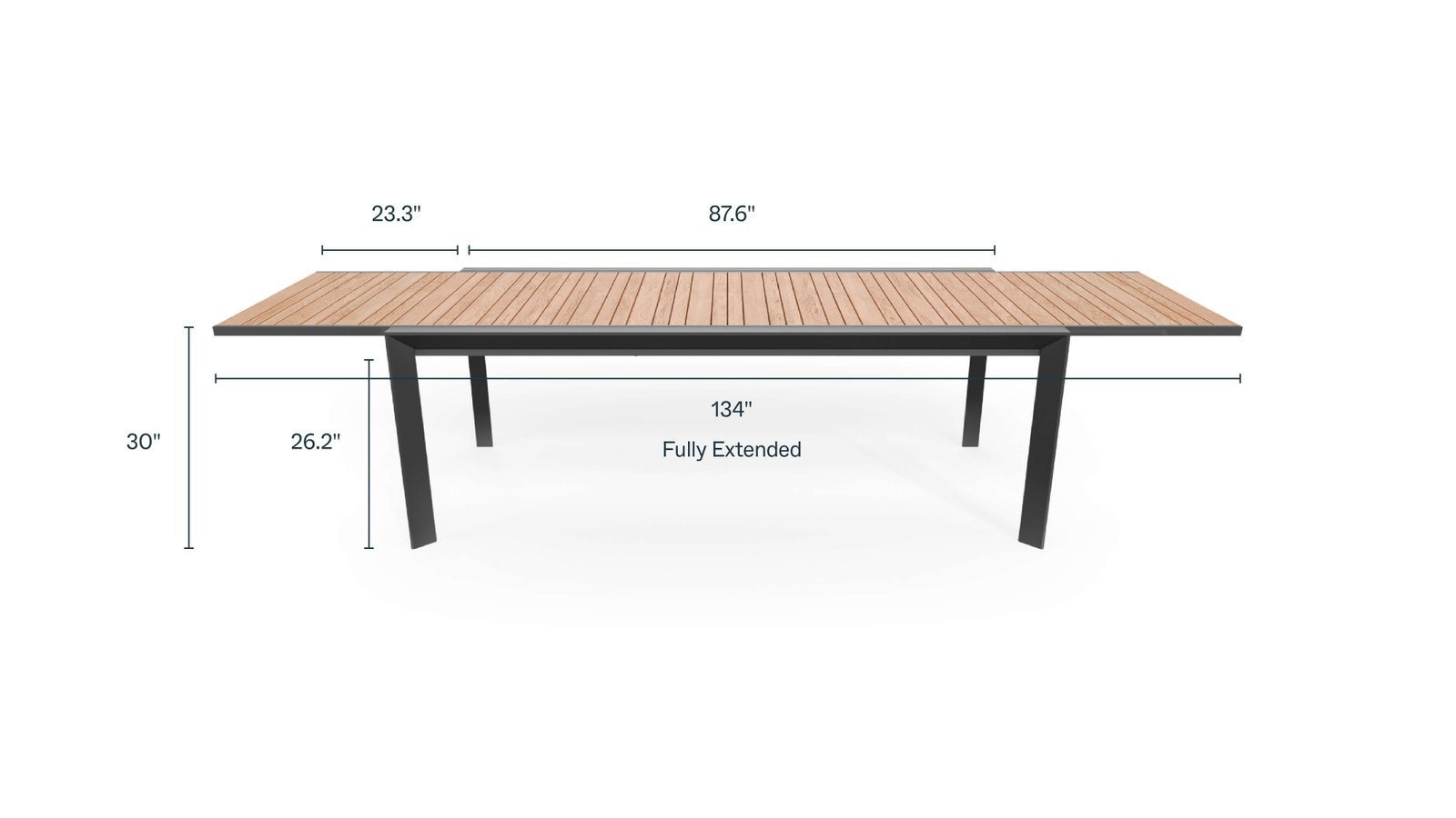 Teak + Aluminum Outdoor Expandable Dining Table - Image 6