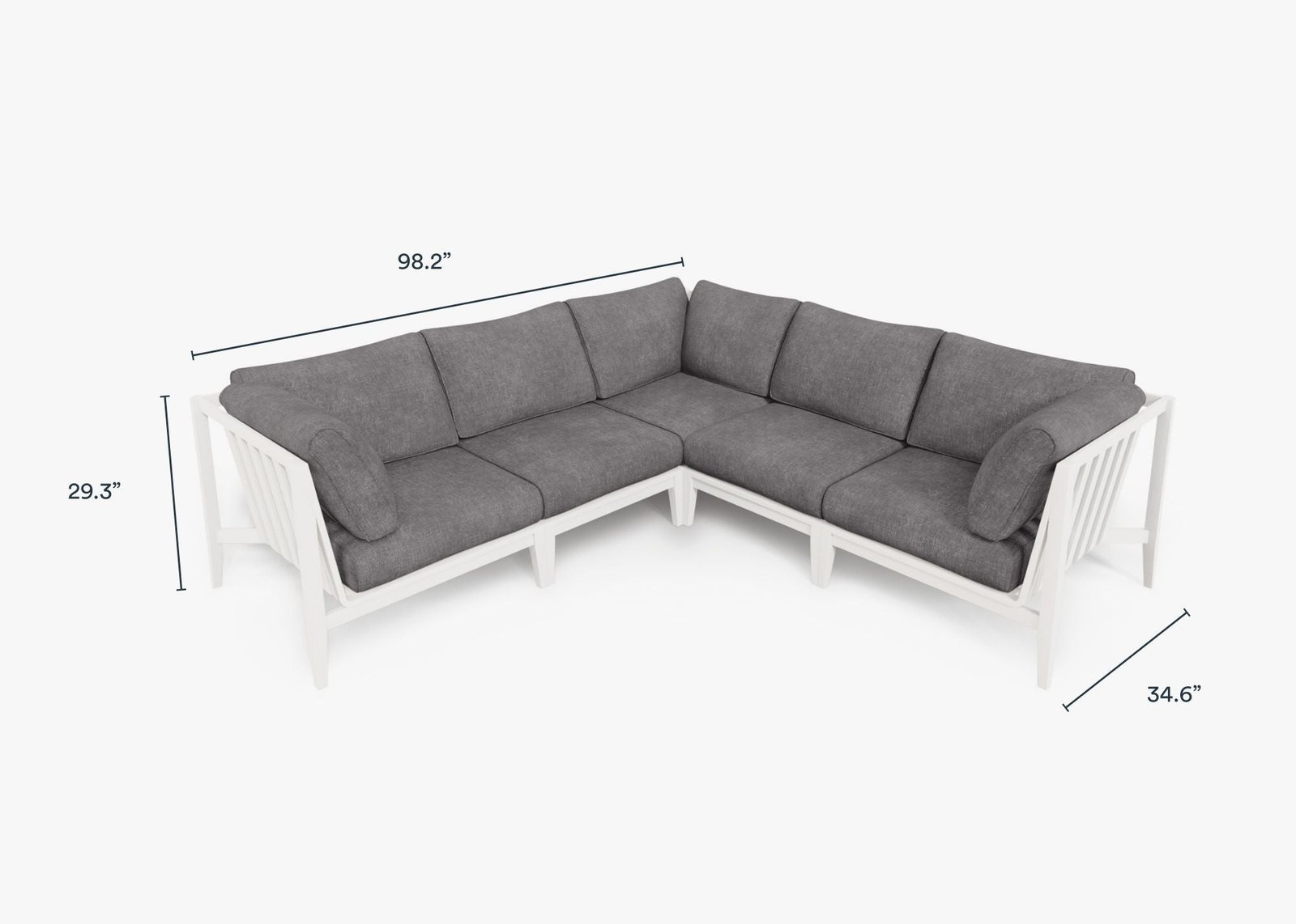 White Aluminum Outdoor Corner Sectional - 5 Seat - Image 8