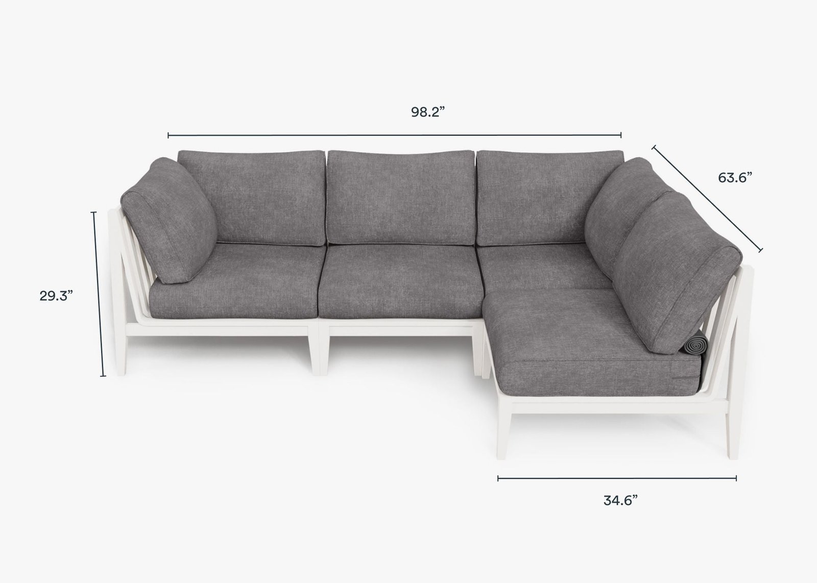 White Aluminum Outdoor L Sectional - 4 Seat - Image 8