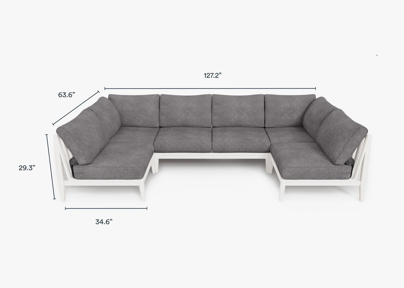 White Aluminum Outdoor U Sectional - 6 Seat - Image 8