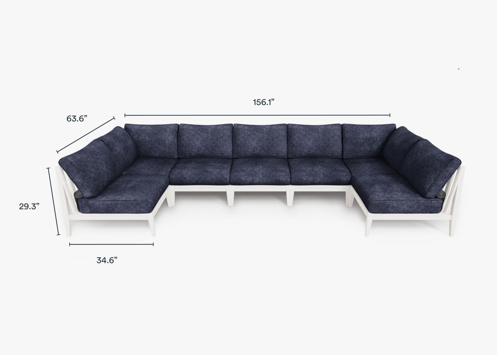 White Aluminum Outdoor U Sectional - 7 Seat - Image 6