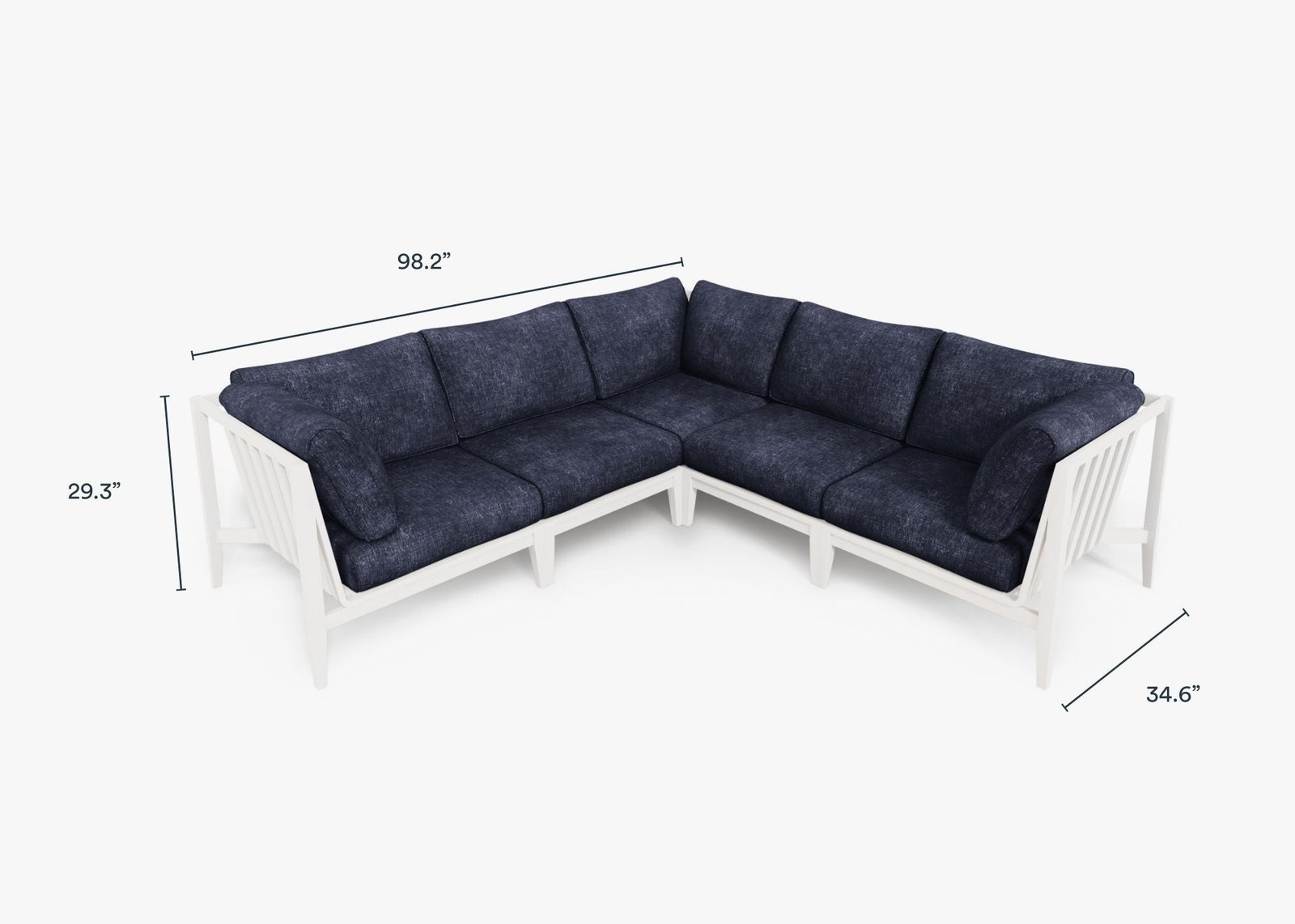 White Aluminum Outdoor Corner Sectional - 5 Seat - Image 6