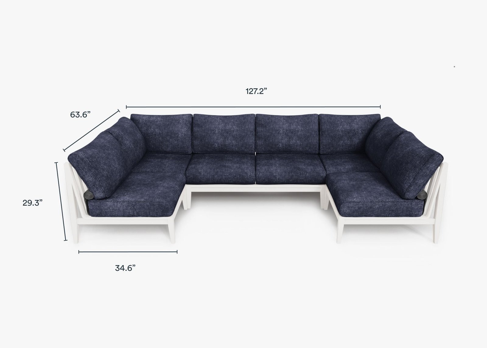 White Aluminum Outdoor U Sectional - 6 Seat - Image 6
