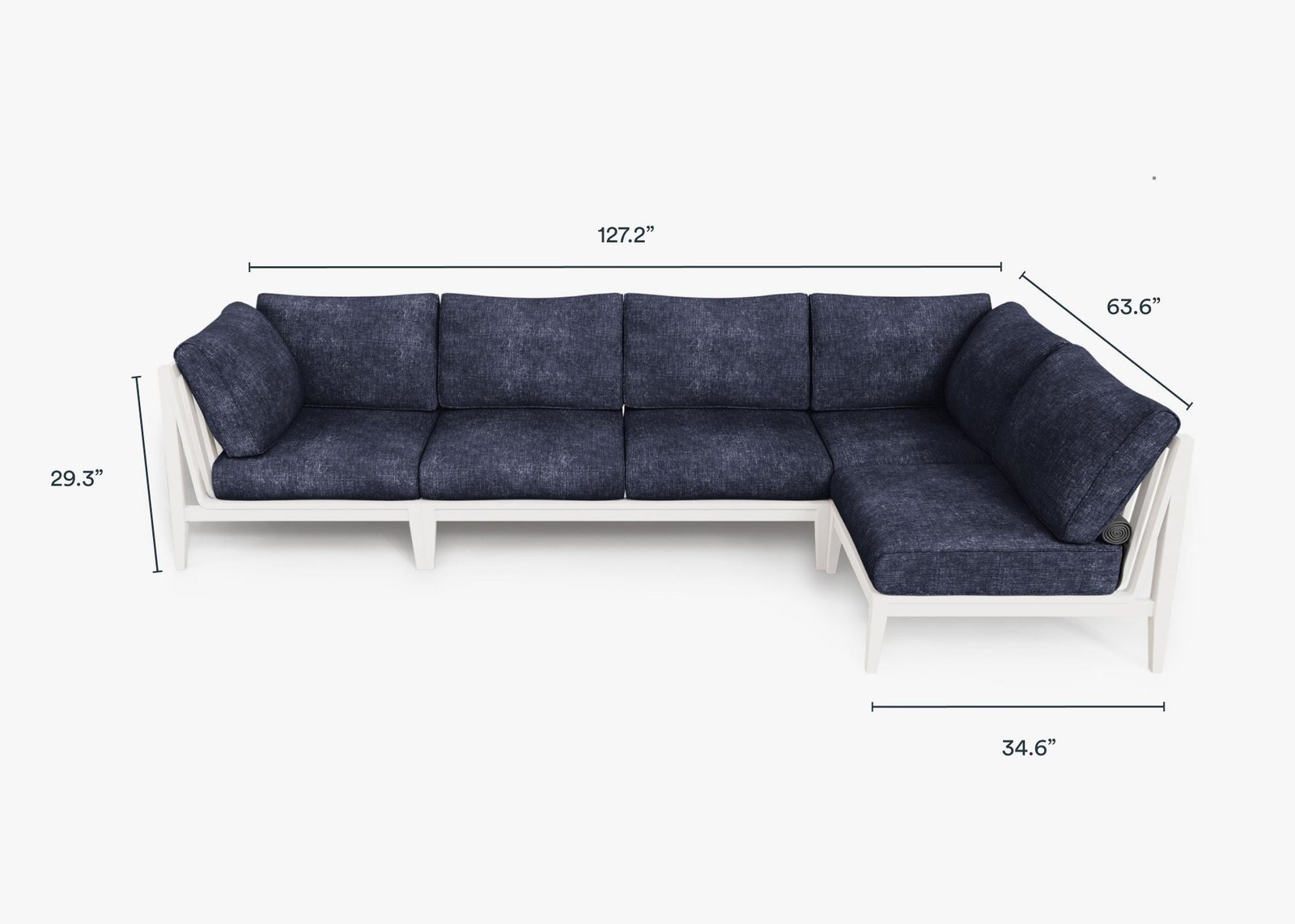 White Aluminum Outdoor L Sectional - 5 Seat - Image 6