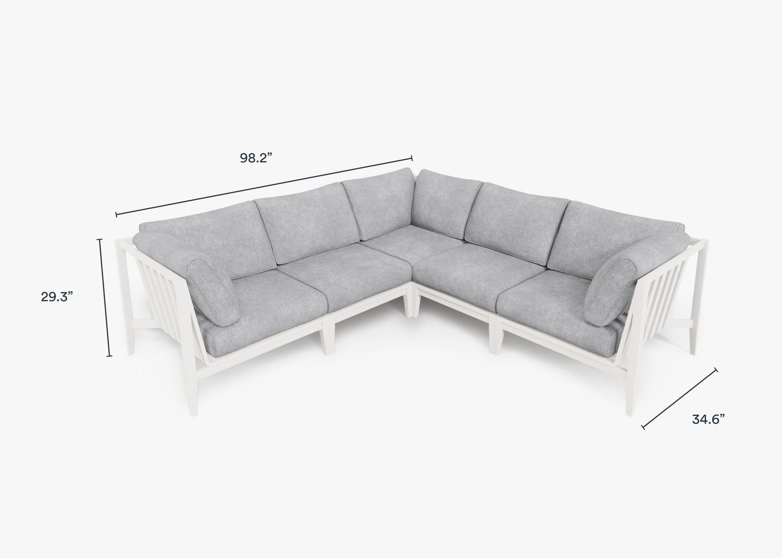 White Aluminum Outdoor Corner Sectional - 5 Seat - Image 4