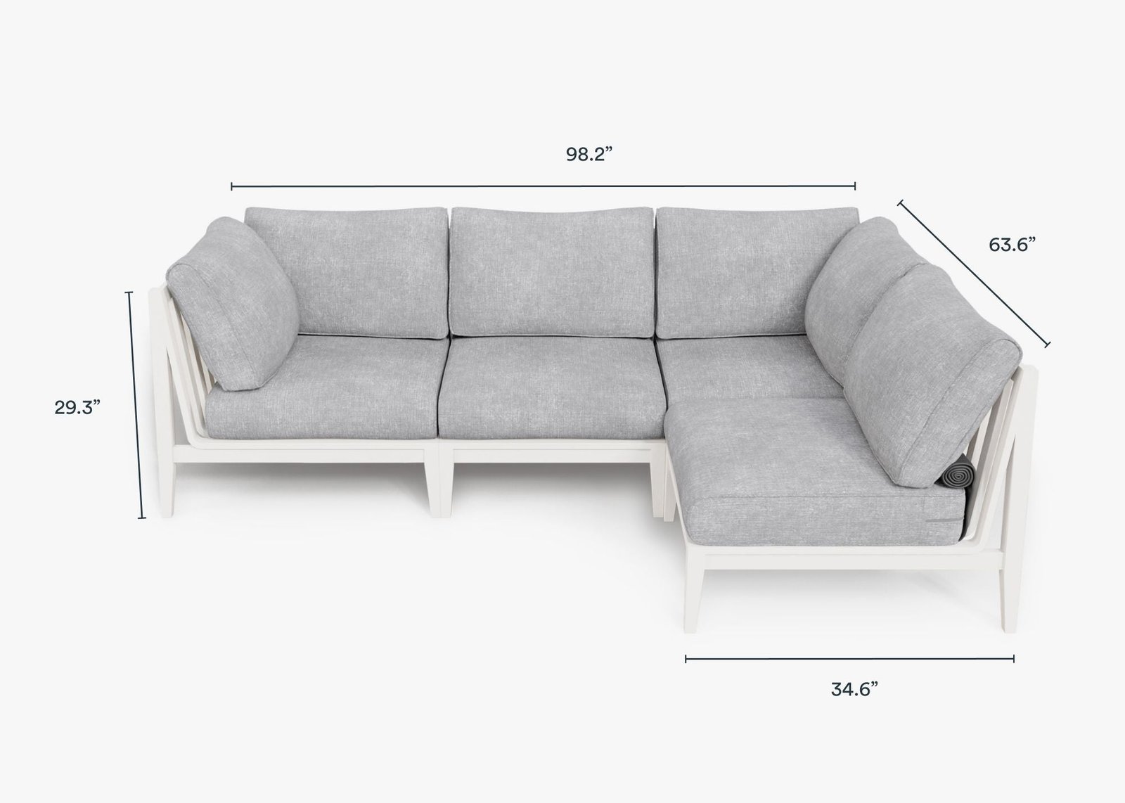 White Aluminum Outdoor L Sectional - 4 Seat - Image 4