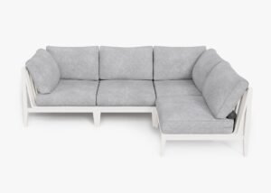 White Aluminum Outdoor L Sectional - 4 Seat, front. Comfortable, durable, and weather resistant outdoor seating with memory foam. #color_pacific fog gray