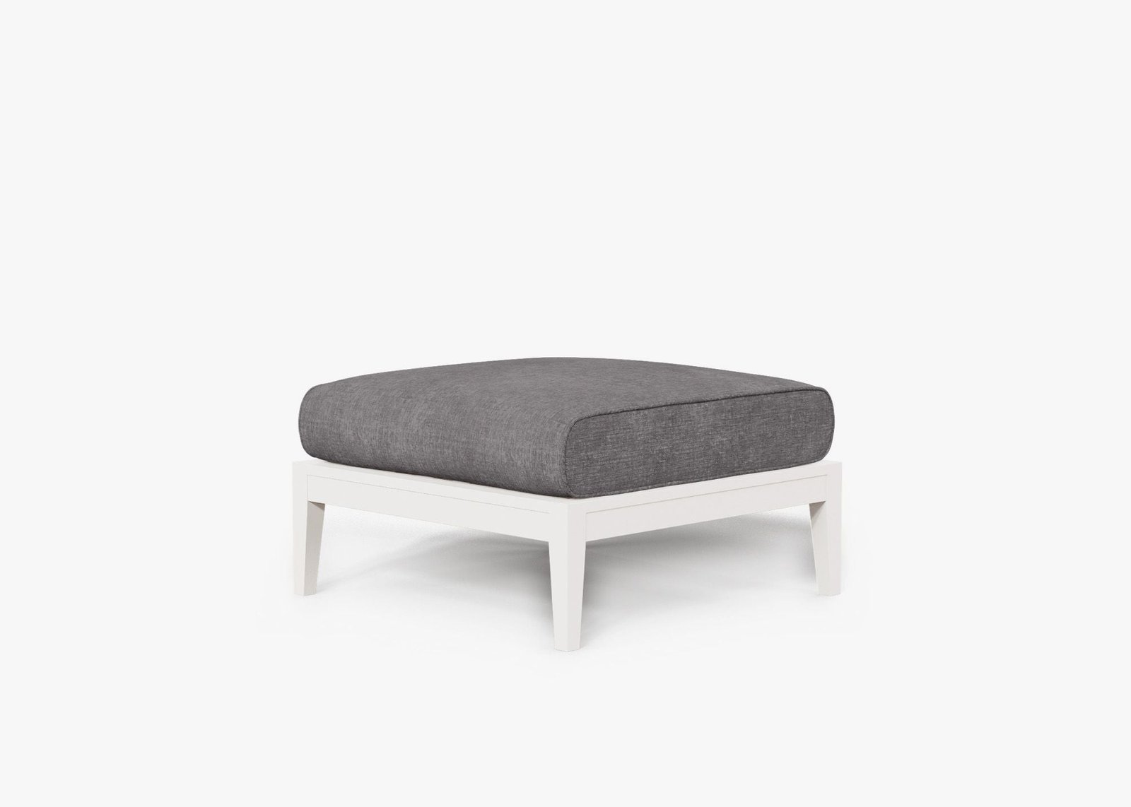 White Aluminum Outdoor Ottoman, front. Comfortable, durable, and weather resistant outdoor seating with memory foam. #color_dark pebble gray