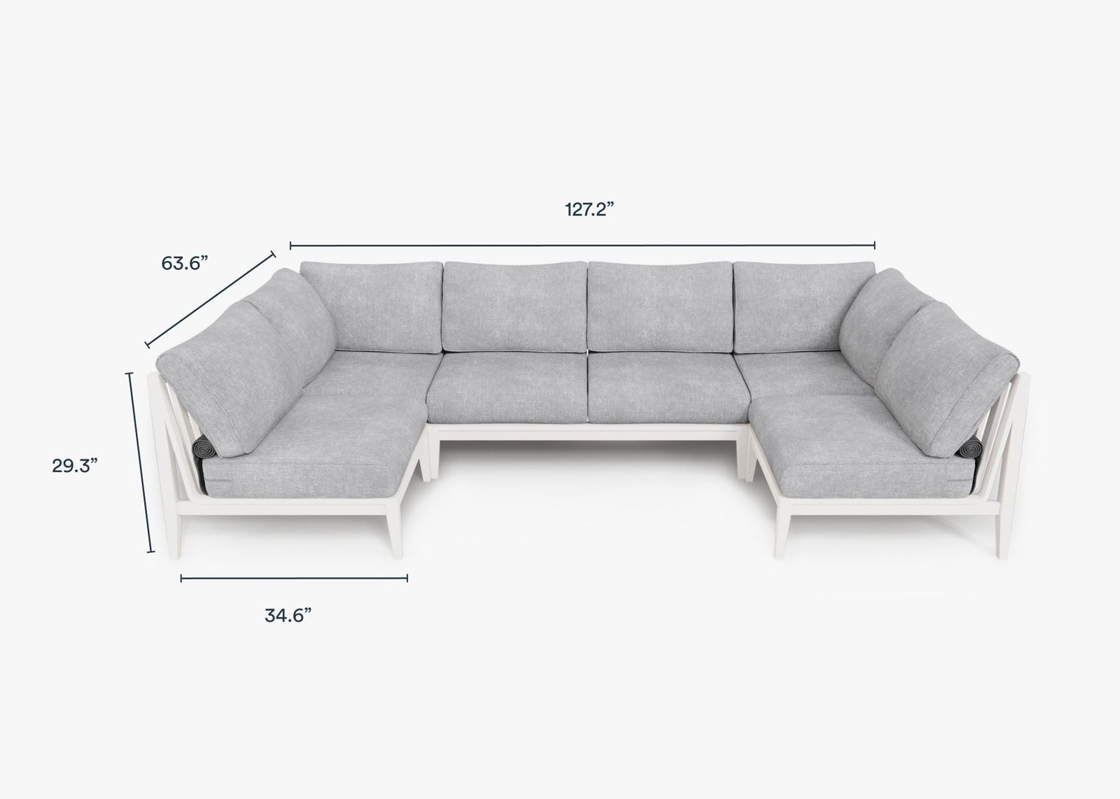 White Aluminum Outdoor U Sectional - 6 Seat - Image 4