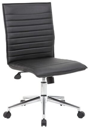 Boss Black Vinyl Armless Hospitality Chair [B9534C-BK]