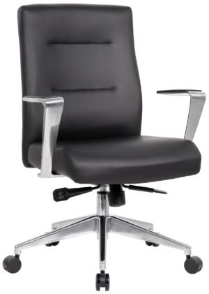 Boss Modern Conference Room Chair with Aluminum Arms and Base [B8886AL-AMBK]
