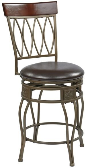 Cosmo Metal Swivel Bar Stool Espresso Faux Leather Seat [CSM2630-ES]