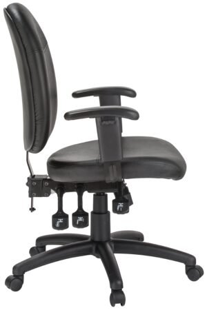 Harwick Ergonomic Genuine Leather Office Task Chair [6058C-L] Harwick Genuine Leather - Black / Standard Rolling Casters - Included Task Chair 6058C-L