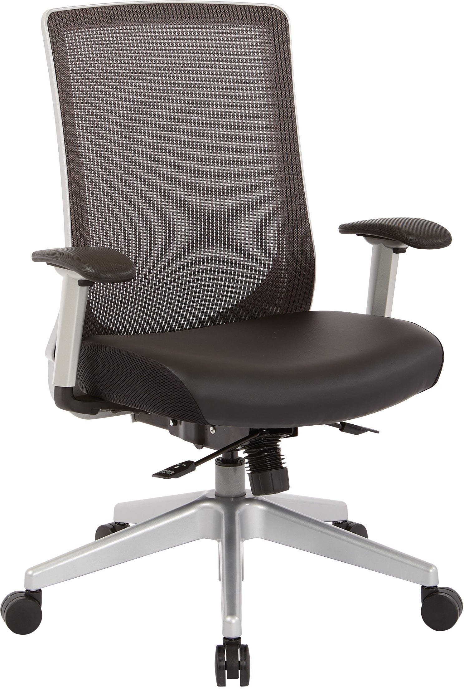 Office Star Office Star High Back Black Vertical Mesh Chair Office Star Black Bonded LeatherSeat (Angled Silver Base) 521-E3TG1N668PR