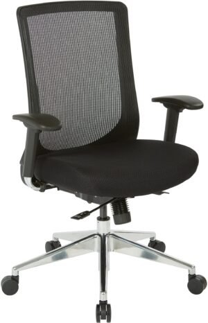 Office Star Office Star High Back Black Vertical Mesh Chair Office Star Black Fabric Seat (AngledÂ Chrome Base) 521-3T1P96A8
