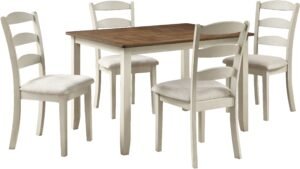 Office Star West Lake Dining Table Set 5-Pc [WSK3247K] Office Star Natural & Grey Wood WSK3247K-CMDT