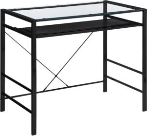 Office Star Zephyr Computer Desk [ZHR3620] Office Star Clear Glass /Black Frame ZHR3620-BK