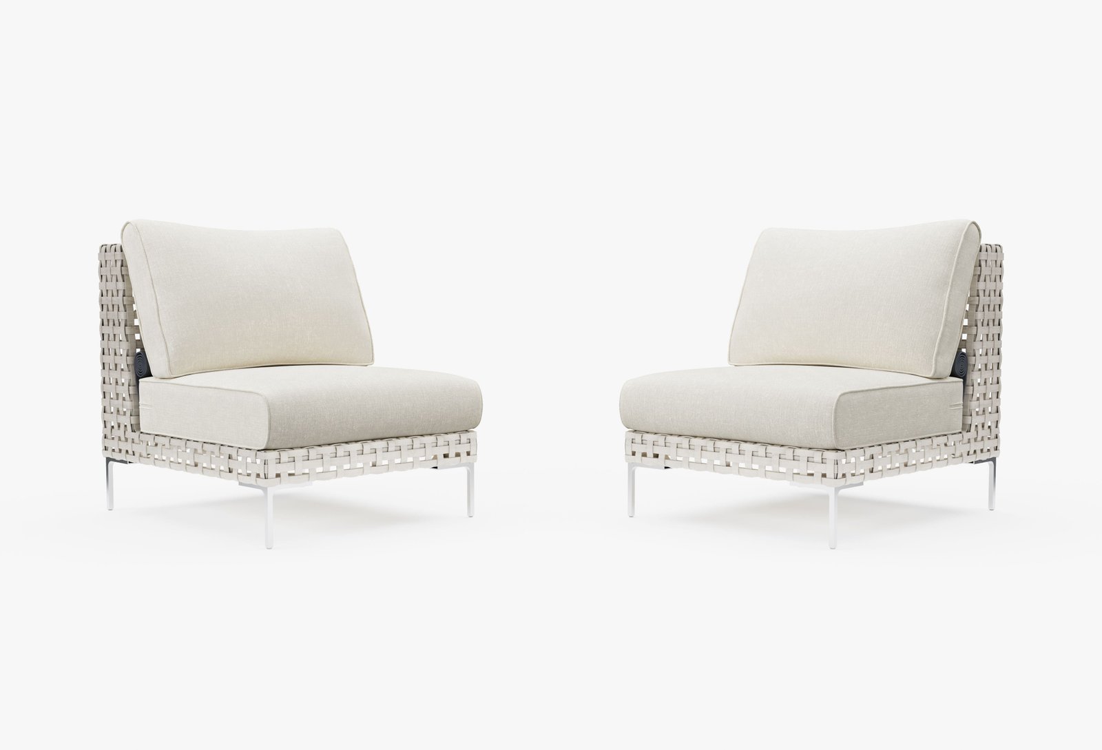 Open Weave Wicker Outdoor Armless Chair Conversation Set in Palisades Cream #color_palisades cream