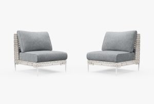 Open Weave Wicker Outdoor Armless Chair Conversation Set in Pacific Fog Gray #color_pacific fog gray