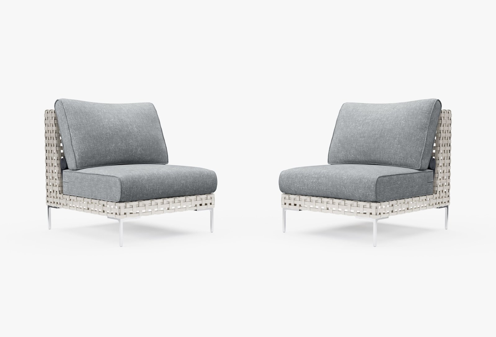 Open Weave Wicker Outdoor Armless Chair Conversation Set in Pacific Fog Gray #color_pacific fog gray