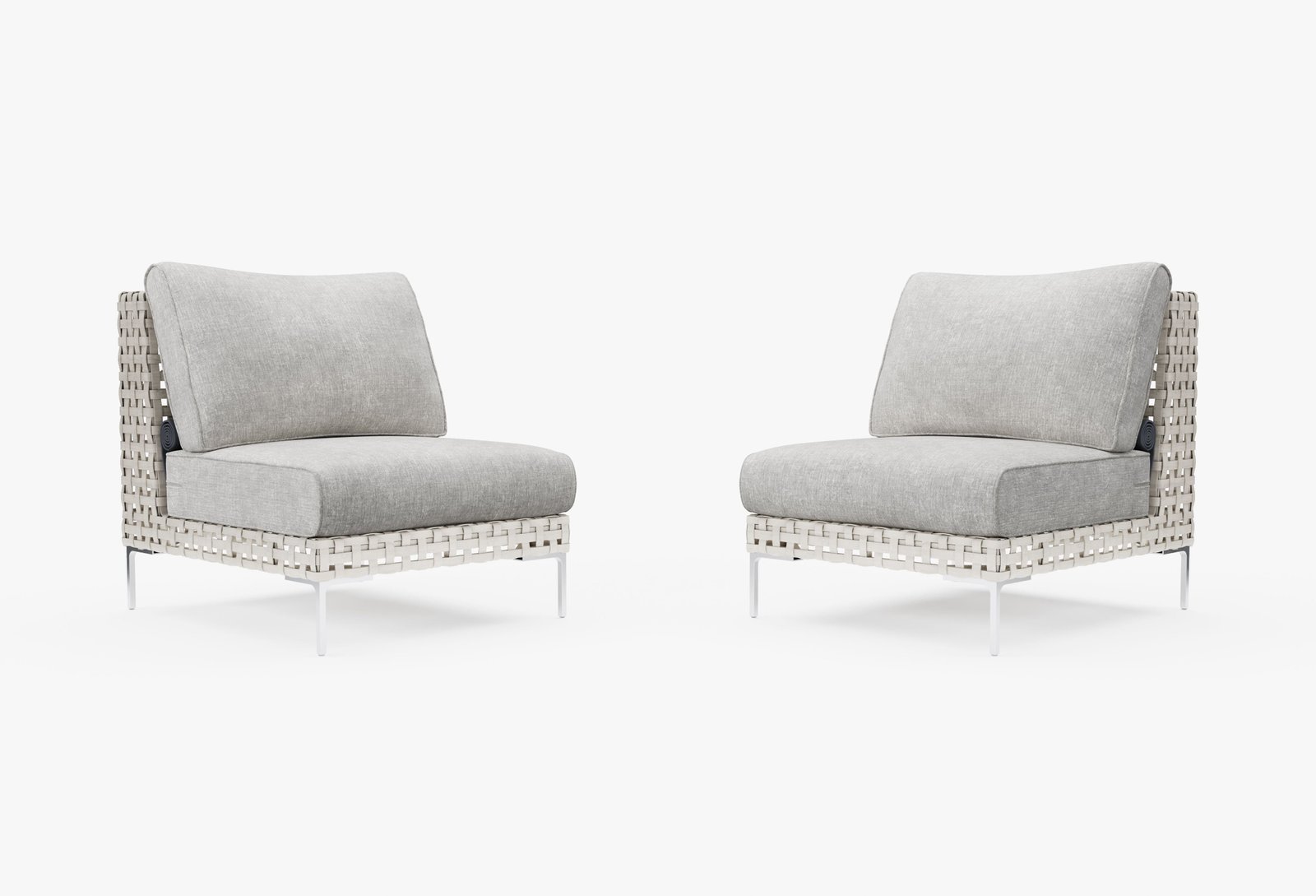 Open Weave Wicker Outdoor Armless Chair Conversation Set in Sandstone Gray #color_sandstone gray