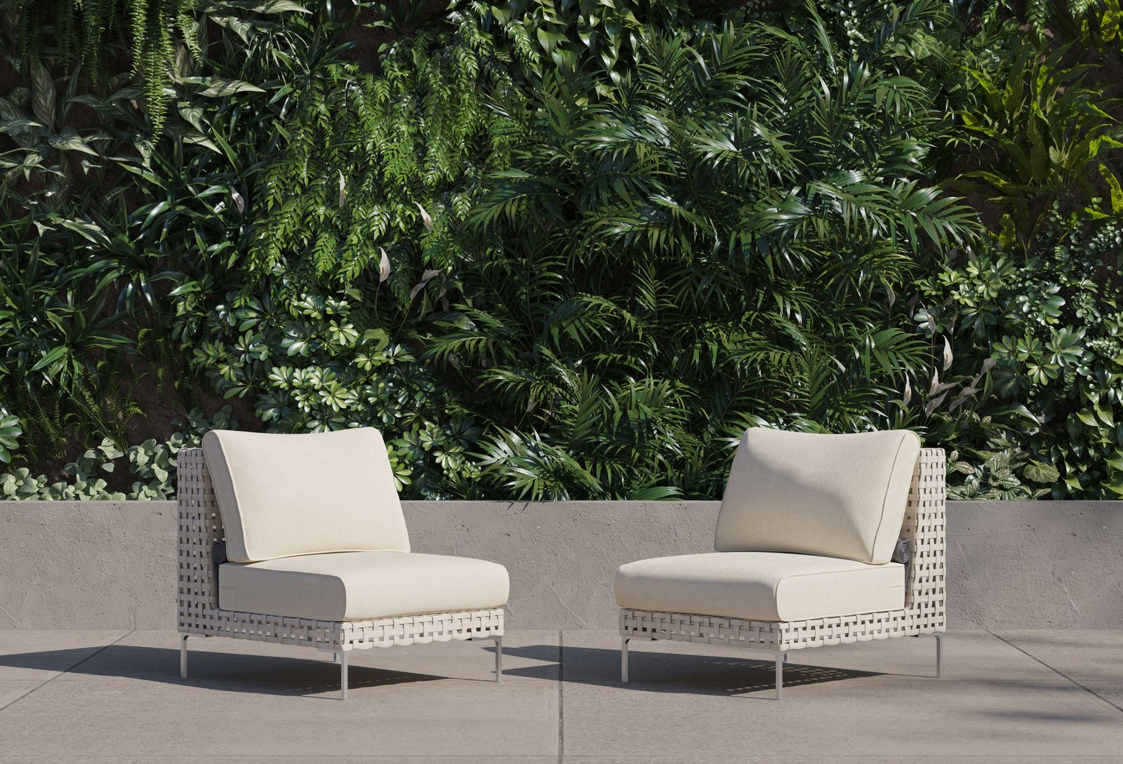Open Weave Wicker Outdoor Armless Chair Conversation Set - Image 8