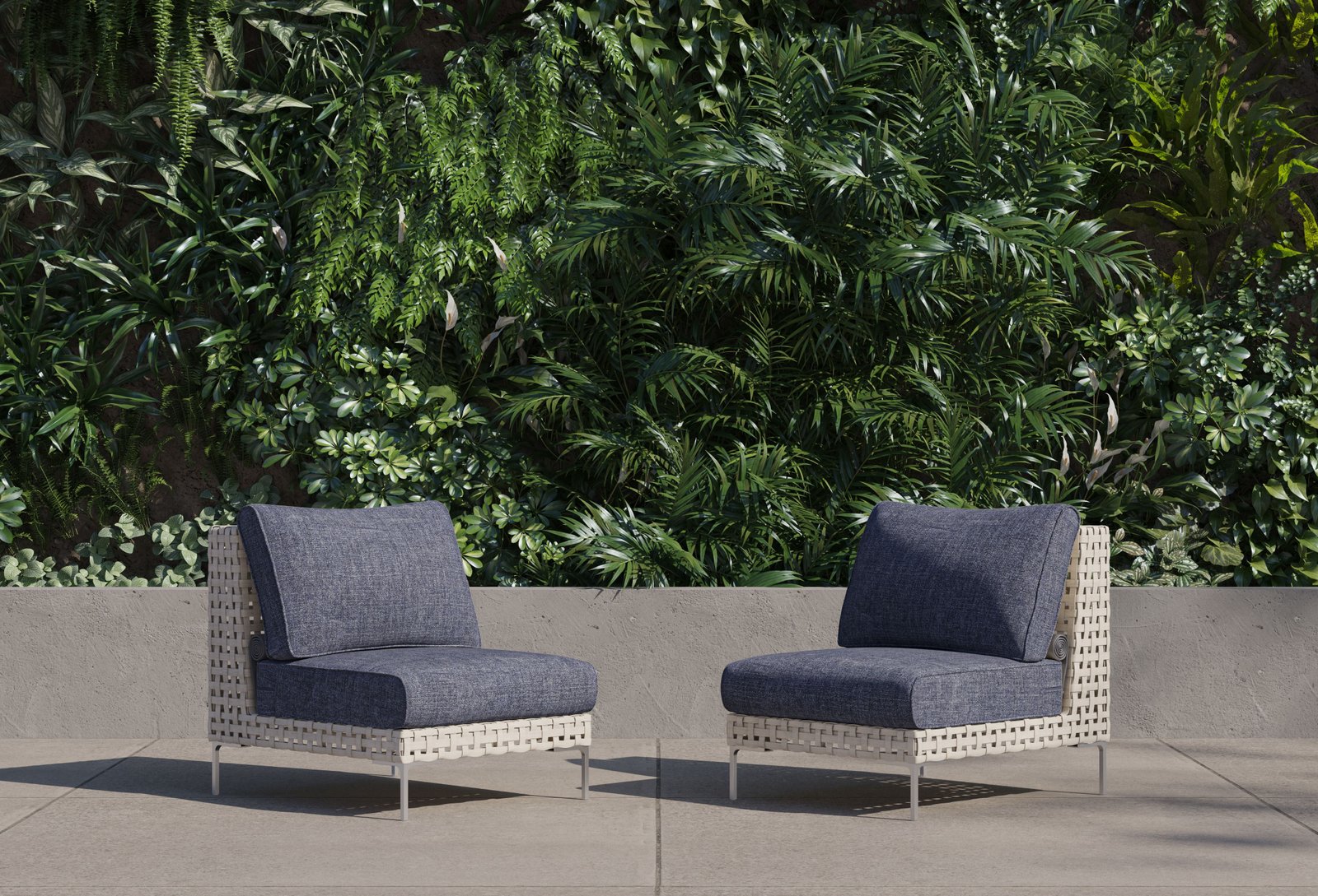 Open Weave Wicker Outdoor Armless Chair Conversation Set - Image 10